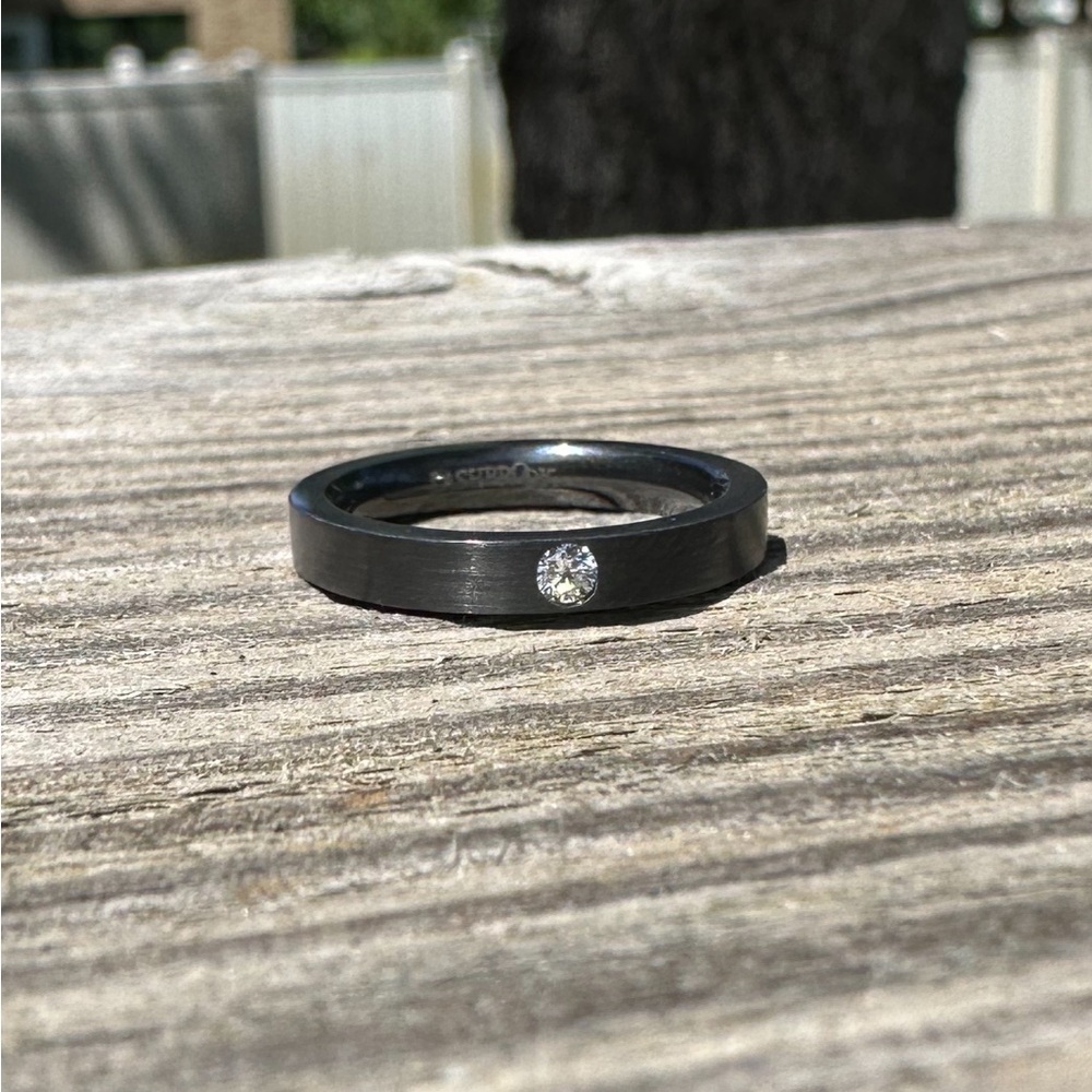 Diamond Ring 1.05 Carat Size 5 Zirconium Band 3mm Wide, Round Diamond